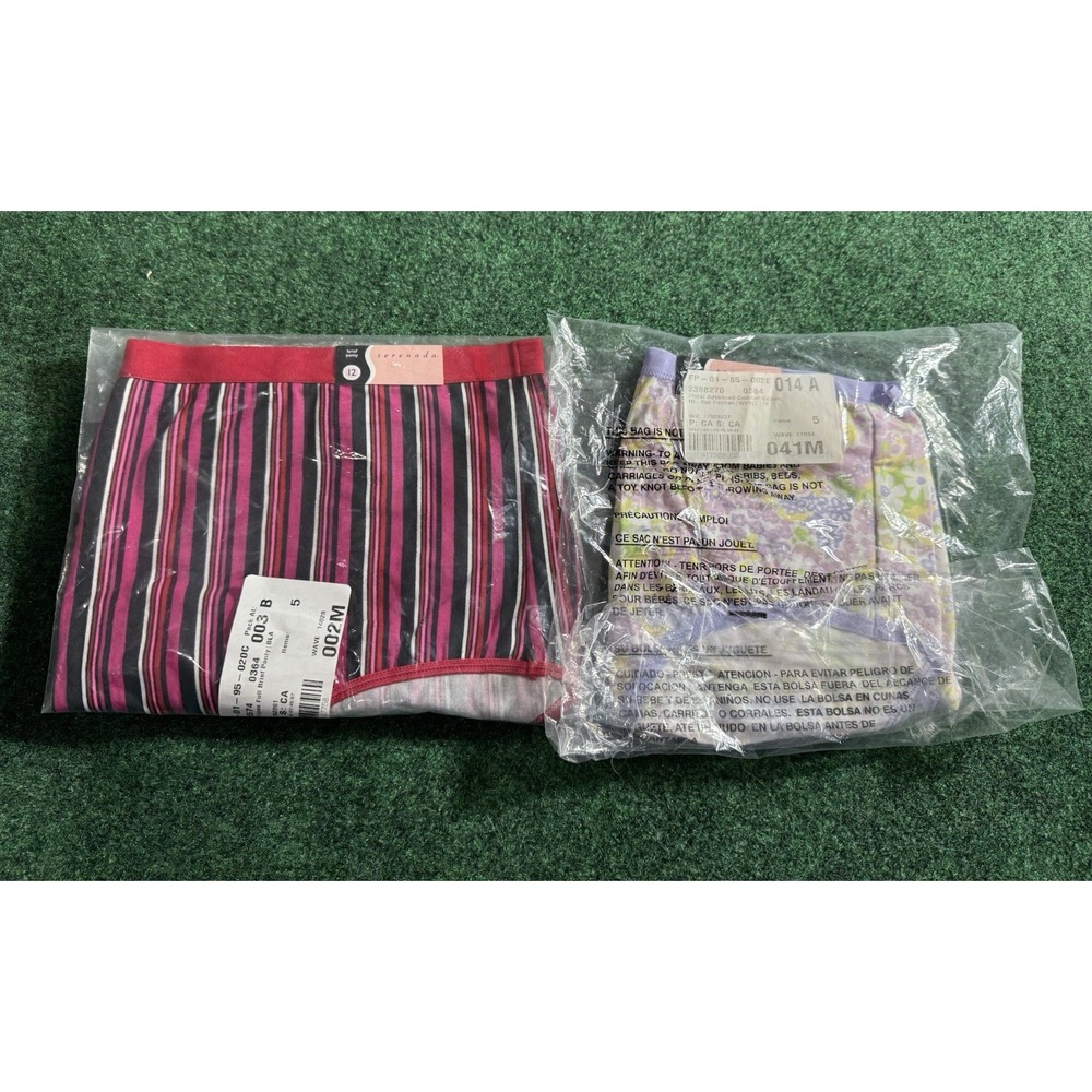 Lot Of 2 Vintage Size 12 Serenada High Cut/Full‎ Brief Panty Floral Striped